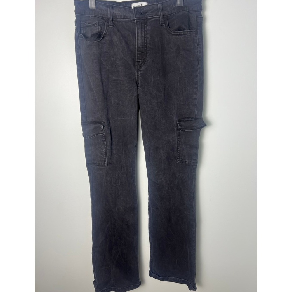 Studio Blue Cargo Jeans W 30 Black Straight Leg High Rise Utility Grunge Pants